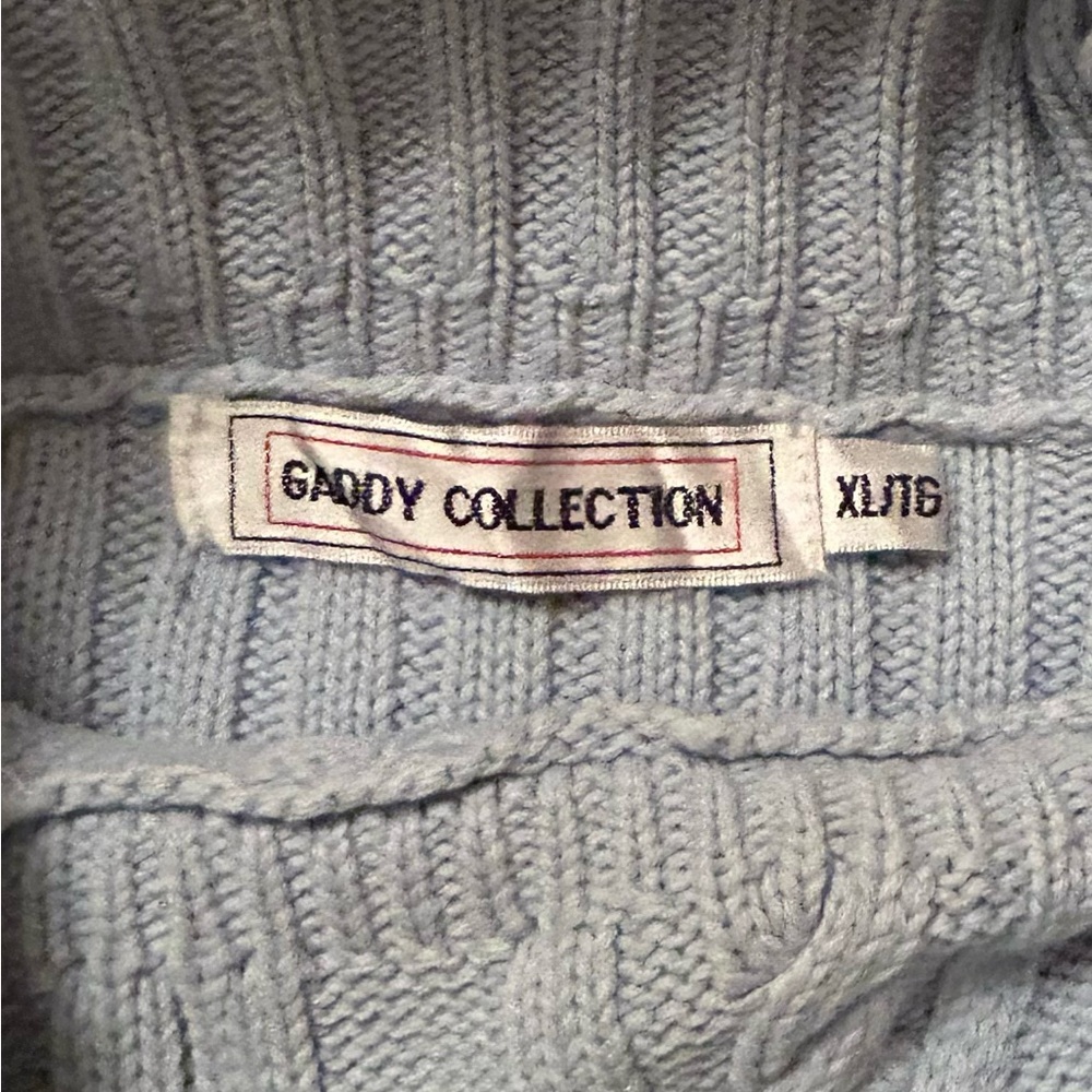 Vintage Gaddy Collection 100% Cotton Blue Cable Knit Turtleneck Sweater - Picture 7 of 11